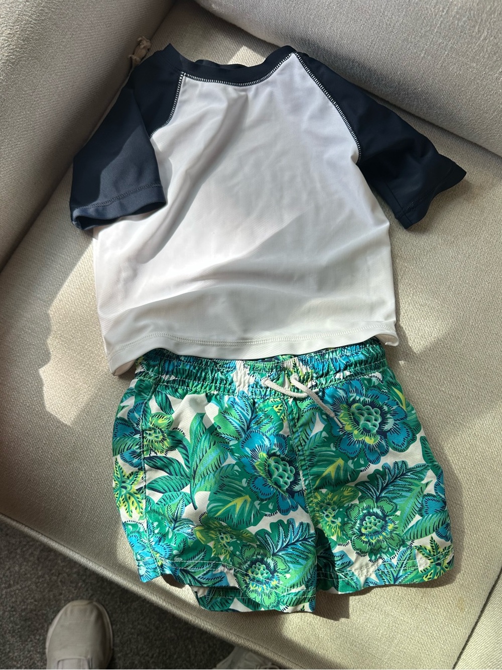 Janie and Jack Green Floral Swim Shorts